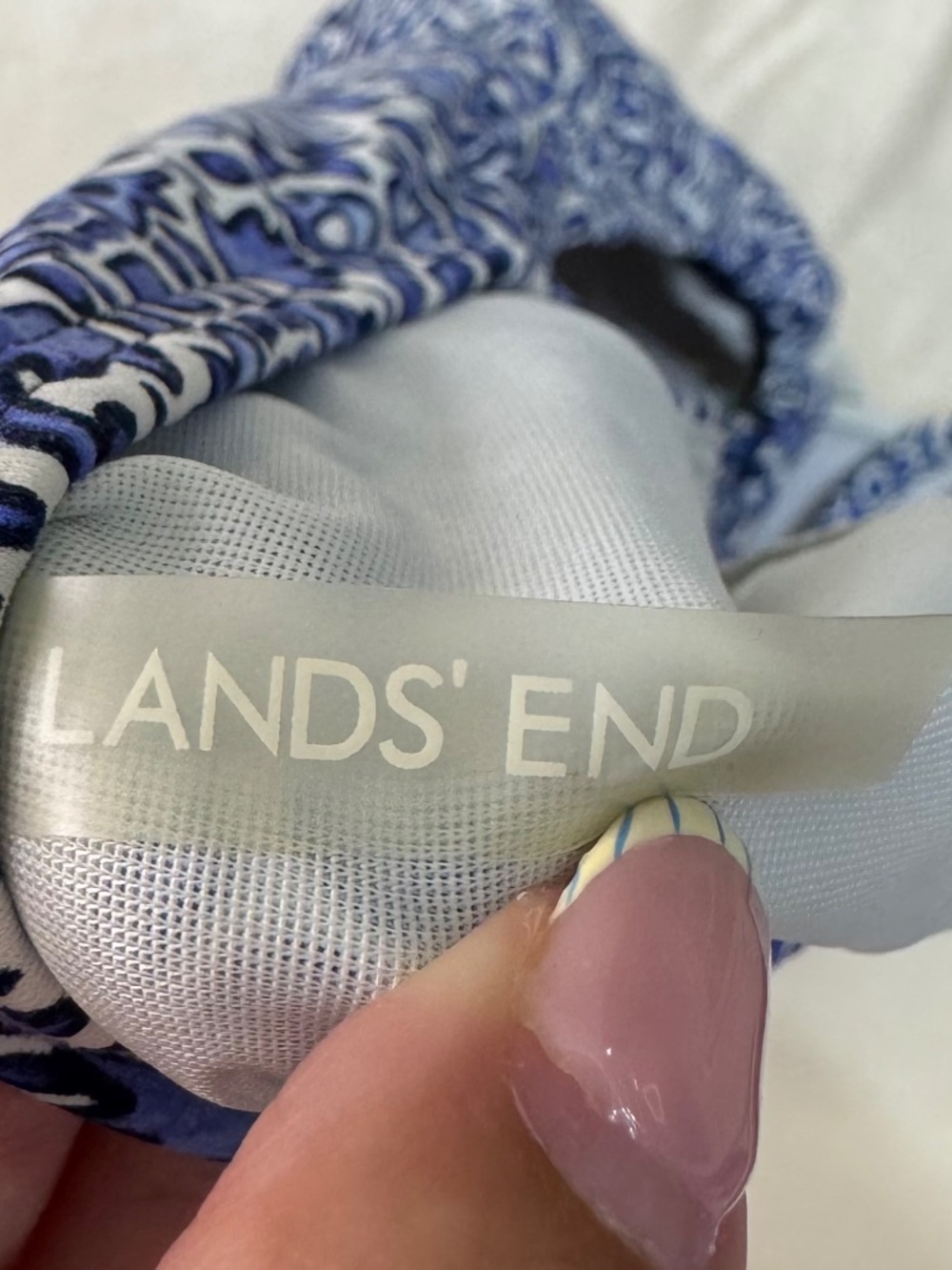 Lands’ End Tankini Swimsuit Set Blue and White Medallion Print Size 16 - Picture 9 of 11